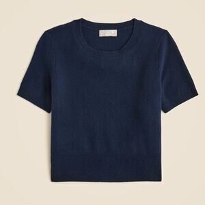 J.Crew Cashmere Shrunken T-shirt WMNS XS Navy Blue Short Sleeve Crewneck Stretch